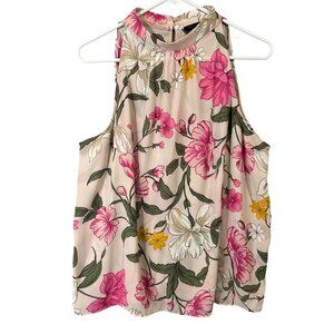 Ann Taylor Factory Women's Size Large Floral Sleeveless Blouse Top EUC